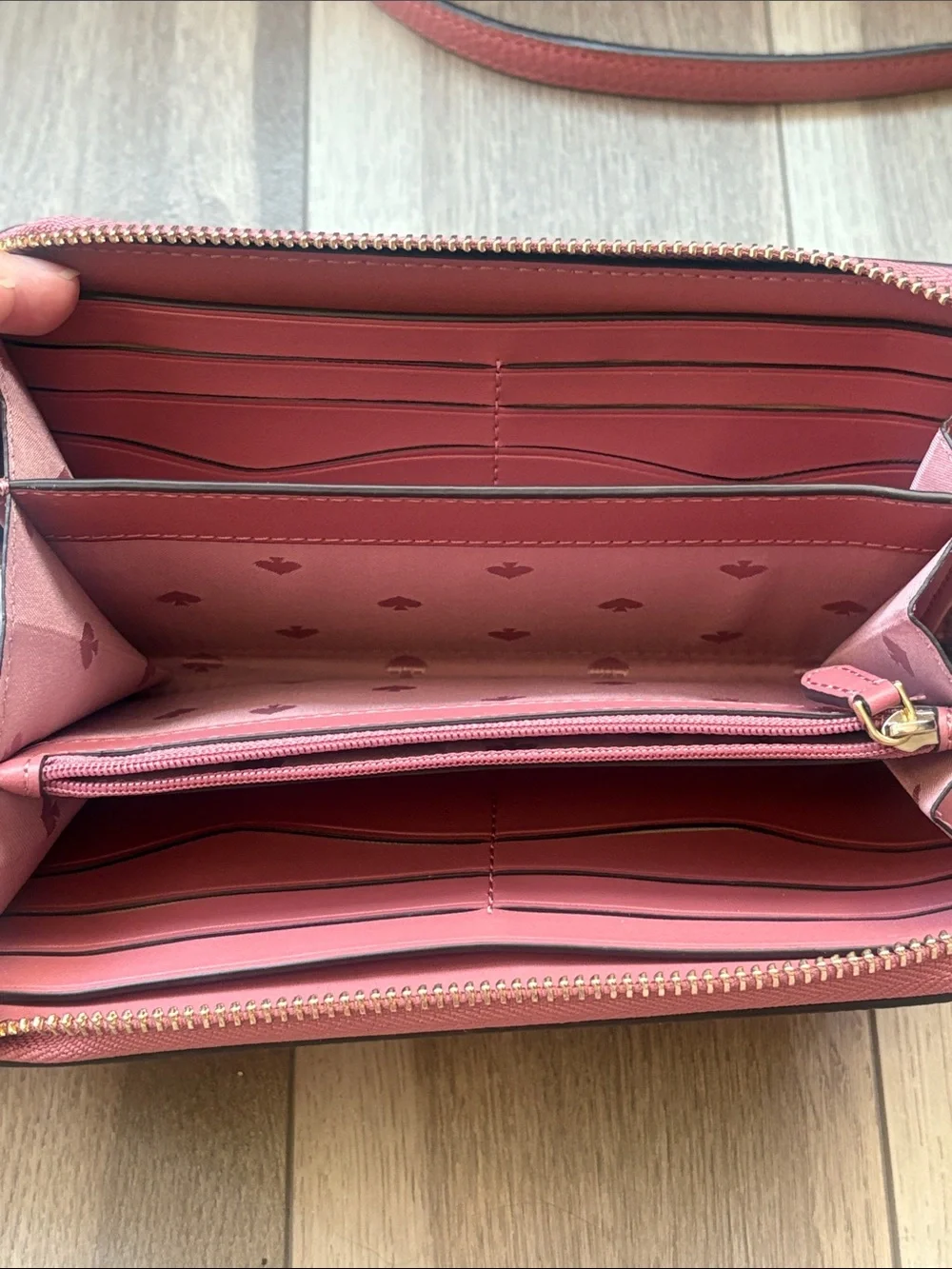 kate spade Rose deep Pink Pebbled Leather Satchel/crossbody with Wallet